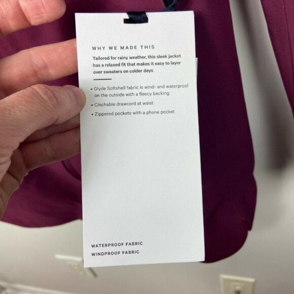 NWT Lululemon Glyde Along Softshell Rain Coat Burgundy Size 2 Waterproof‎ Jacket - Picture 7 of 14